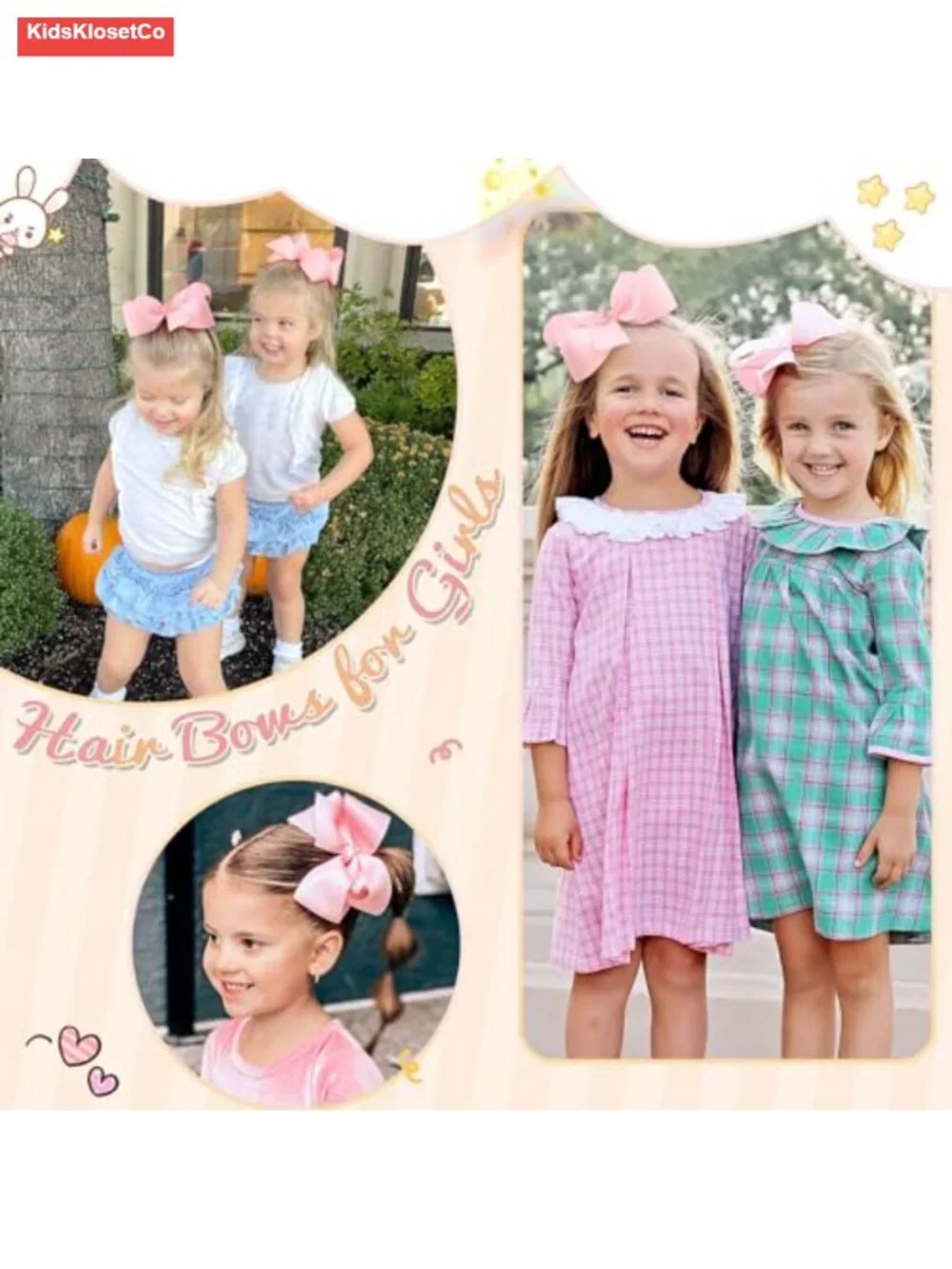 2pcs 6in Grosgrain Ribbon Hair Bows Clips Alligator Hair Barrettes for Toddler